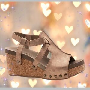 Corkys Seltzer Bronze Wedge Sandals
